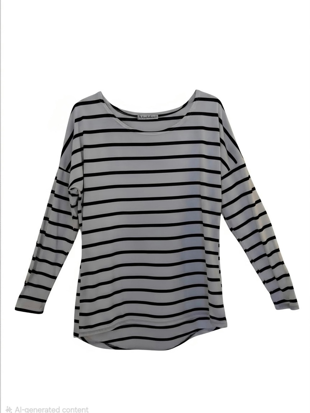 Striped Long-Sleeve Boatneck Top - Black & White